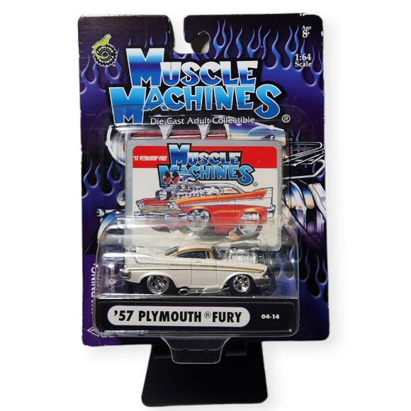 Muscle Machines '57 Plymouth Fury 04-14 White 1:64 Scale 2004 New Sealed - Picture 1 of 7